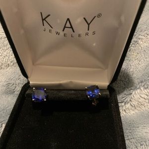 Lab-created blue sapphire stud earrings